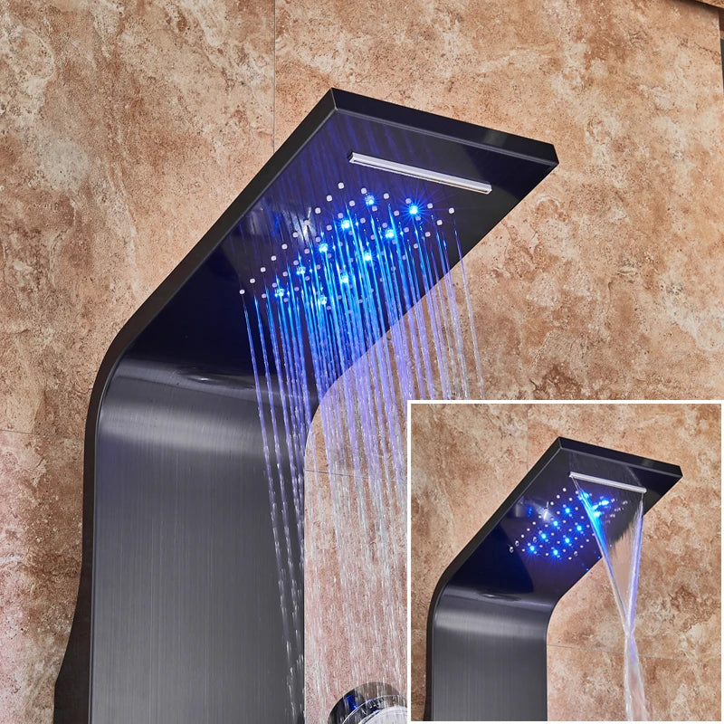 LED Light Shower For Bathroom System with Spa Massage Sprayer and Bidet Tap