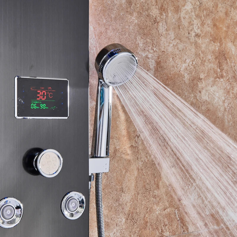 LED Light Shower For Bathroom System with Spa Massage Sprayer and Bidet Tap