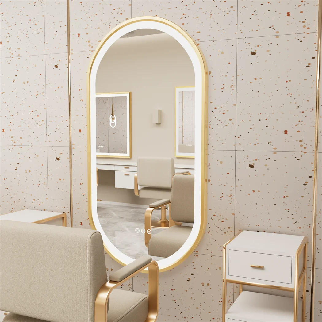 Luxury Oval Led Bathroom Mirror Gold