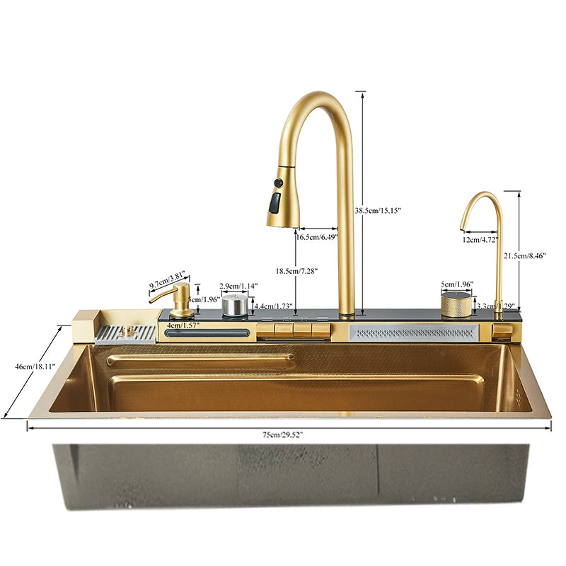 2024 New luxury stainless steel gold kitchen sink