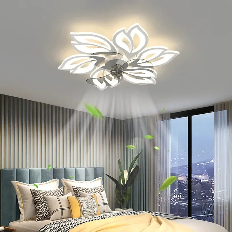 New Flower LED Ceiling Fan Lamp with Remote Control Adjustable Speed