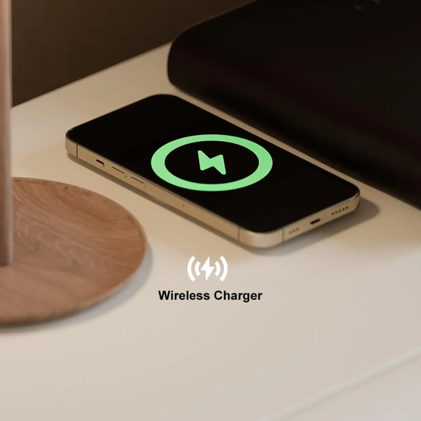 White Leather Nightstands with Wireless Charger