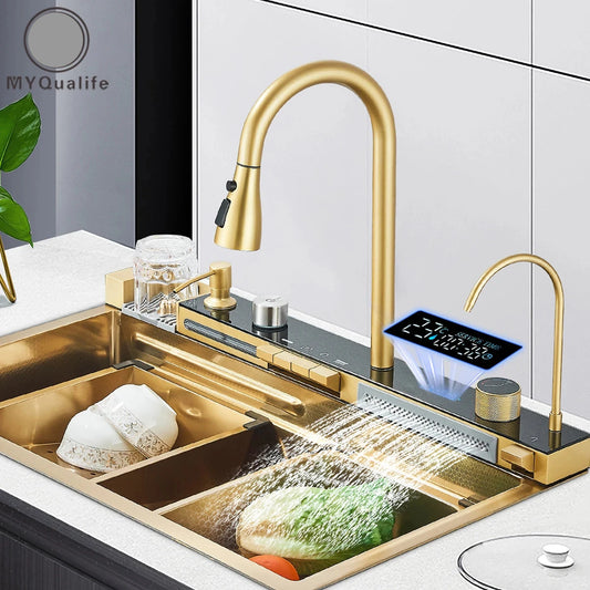 2024 New luxury stainless steel gold kitchen sink