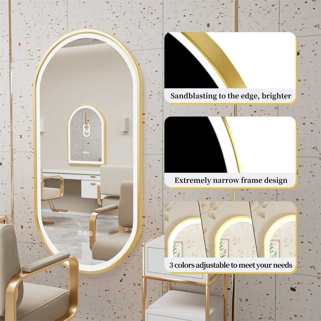 Luxury Oval Led Bathroom Mirror Gold