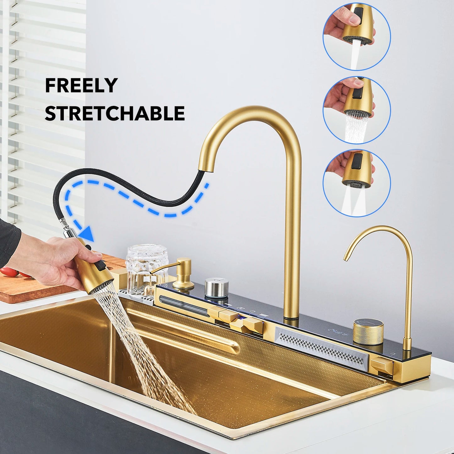 2024 New luxury stainless steel gold kitchen sink