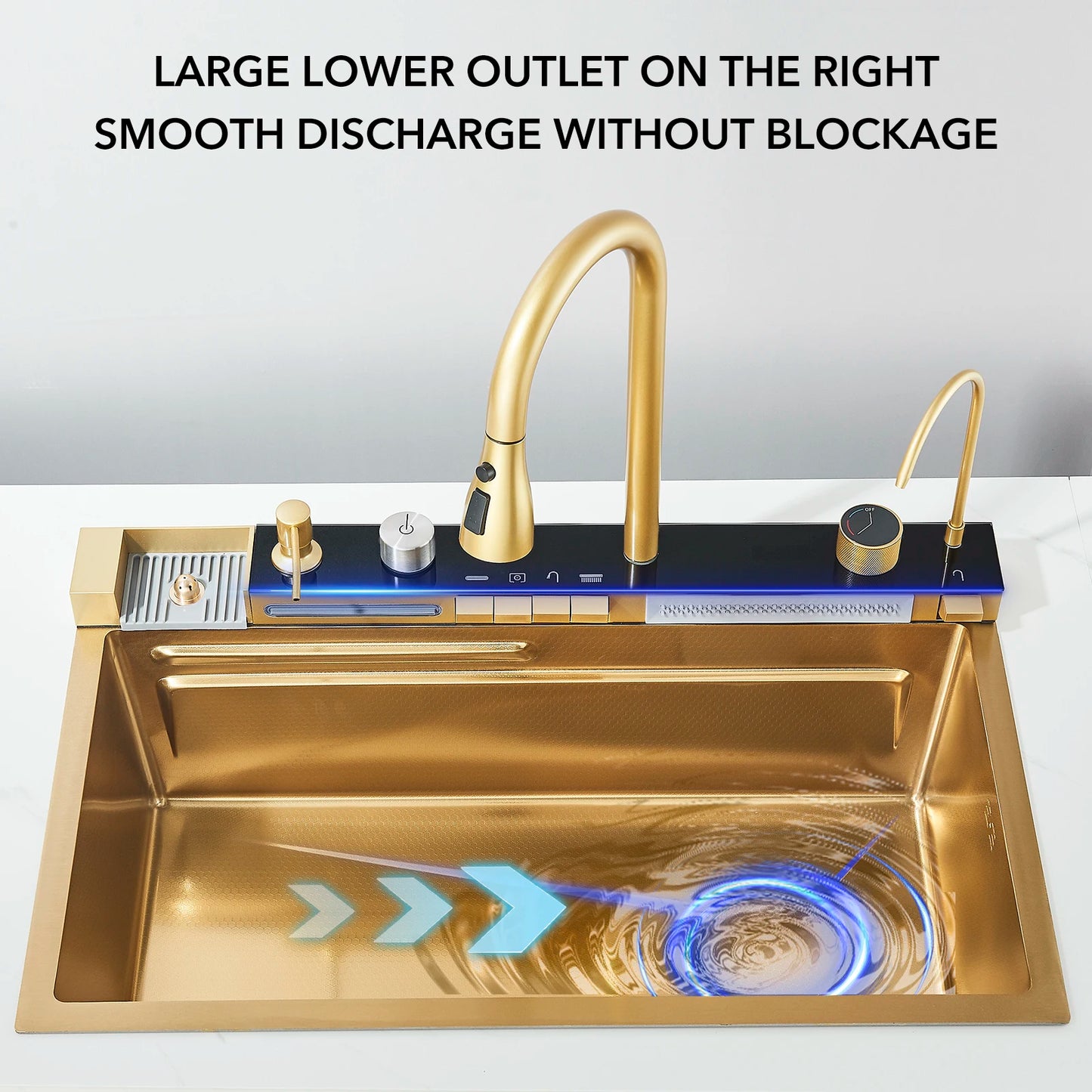 2024 New luxury stainless steel gold kitchen sink