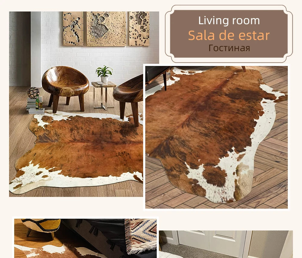 Faux Fur Cowhide Bedroom Carpet