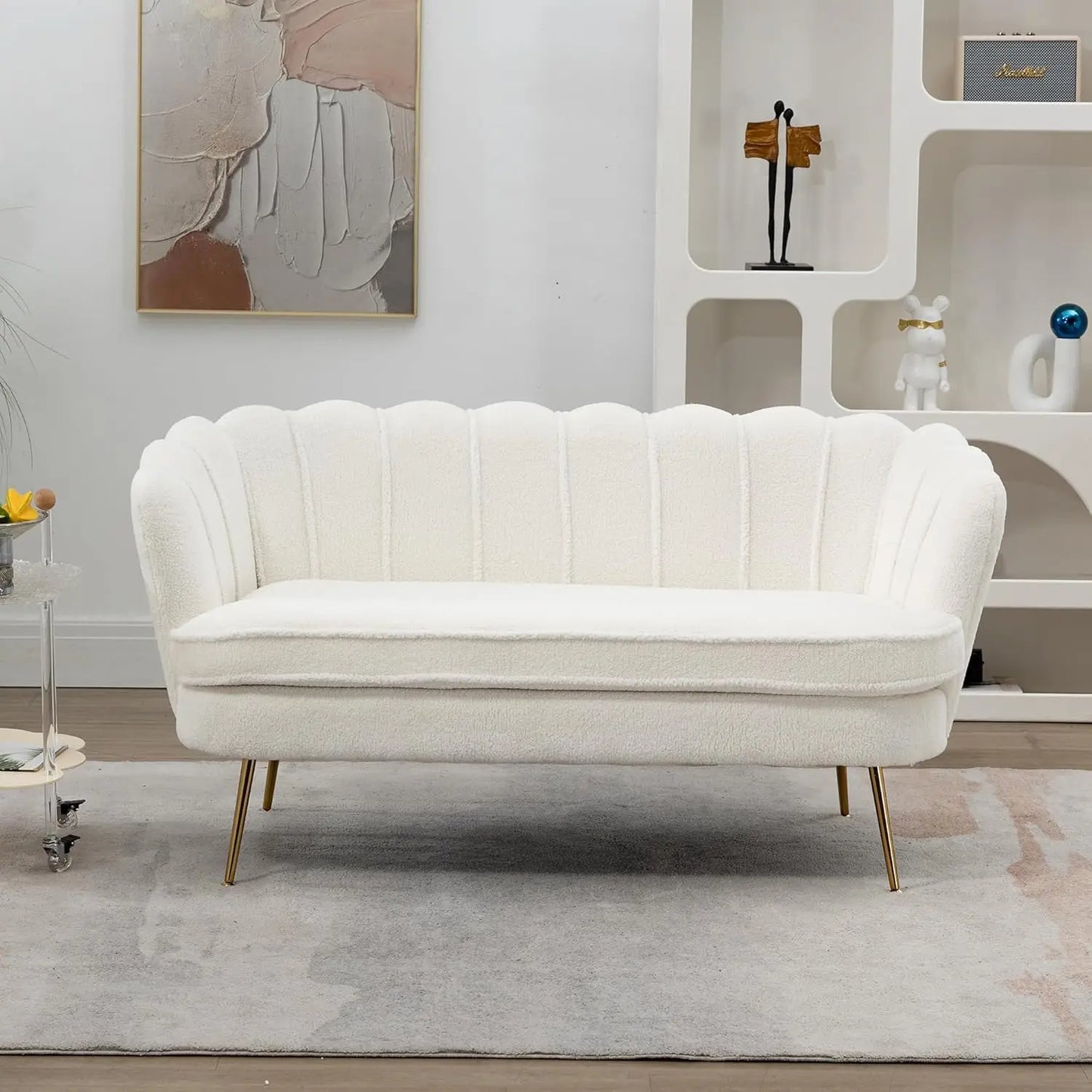 Couch 2-Seater Sofa with Gold Metal Legs