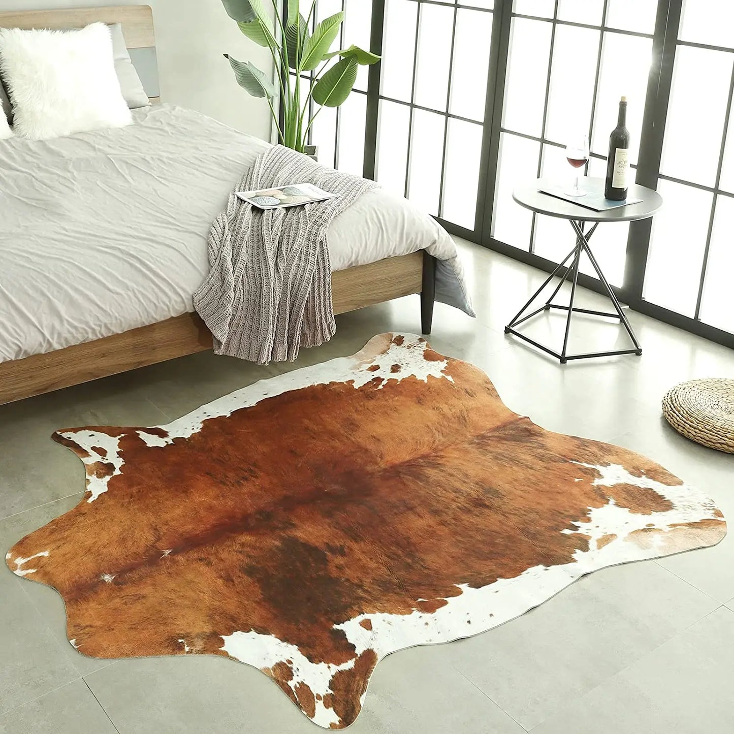 Faux Fur Cowhide Bedroom Carpet