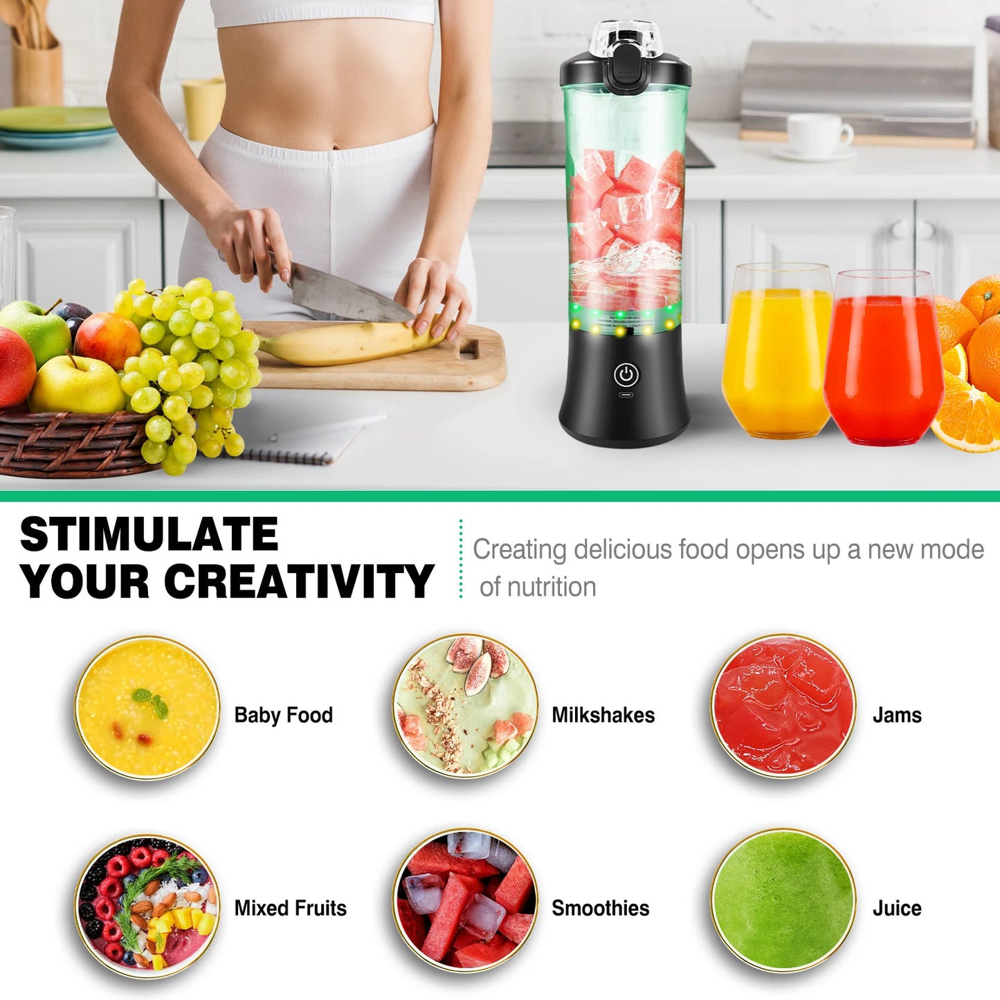 Professional 2 In 1 Portable Blender 600ML