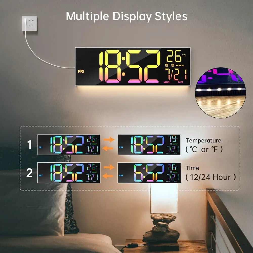 Digital Clock, Color Changing Remote Control