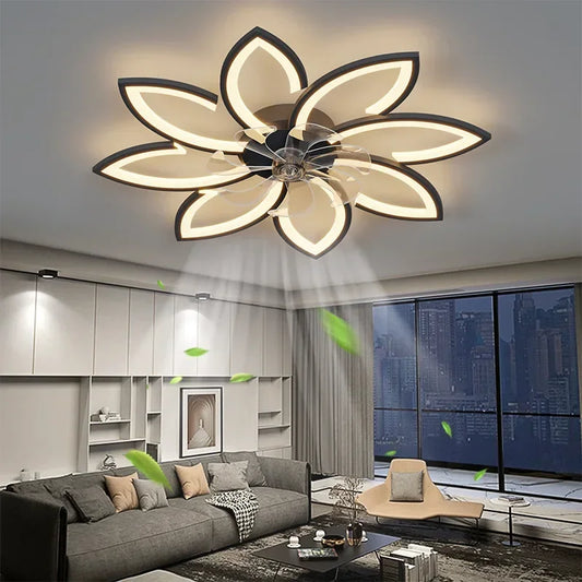 New Flower LED Ceiling Fan Lamp with Remote Control Adjustable Speed